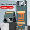 With Strap Lens Camera Glass Protection Case For Samsung Galaxy Z Flip 4 3 5g Case Wristband Plastic Pc Back Cover Z Flip4 Capa