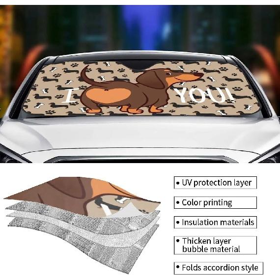 Car Windshield Sunshade Dachshund Dog Sun Visor Protector Front Window Shade Sunshade Block Uv Rays Protector Your Vehicle