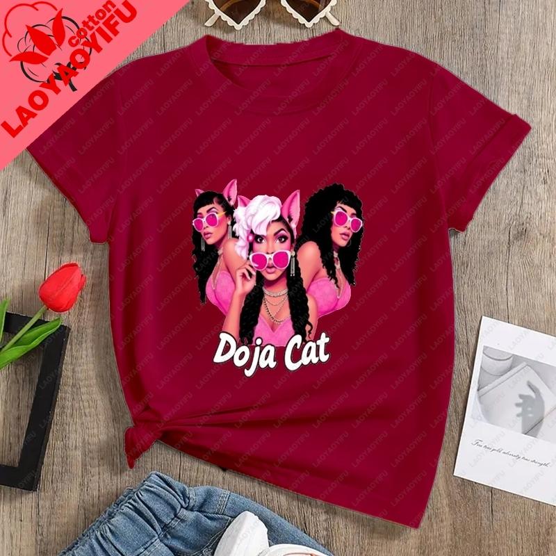 Classic Poster Printed Fashionable Unisexs Tshirt By American Singer Doja Cat Summer Casual Pure Cotton Roundneck Tshirt