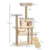 Multi-Level Cat Tree with House, Hammock, Ladder and Jute Ropes, Plush Cover, 60x40x130cm, Yellow