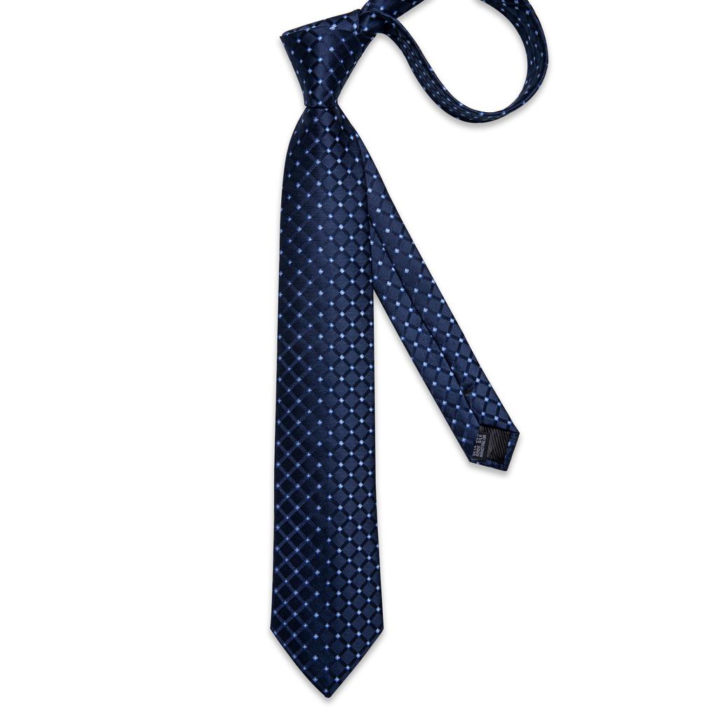 Мужской шелковый галстук в клетку, полосатый однотонный синий галстук, носовой платок, набор запонок, свадебный комплект