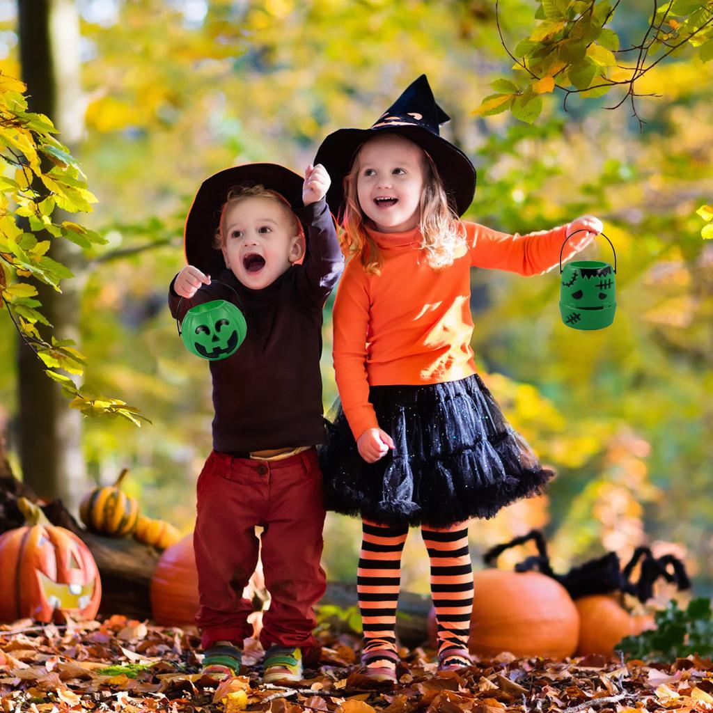 6 шт. Хэллоуин портативное ведро детский трюк или держатель для конфет ведро пластиковый держатель для конфет для детей трюк, украшения на Хэллоуин