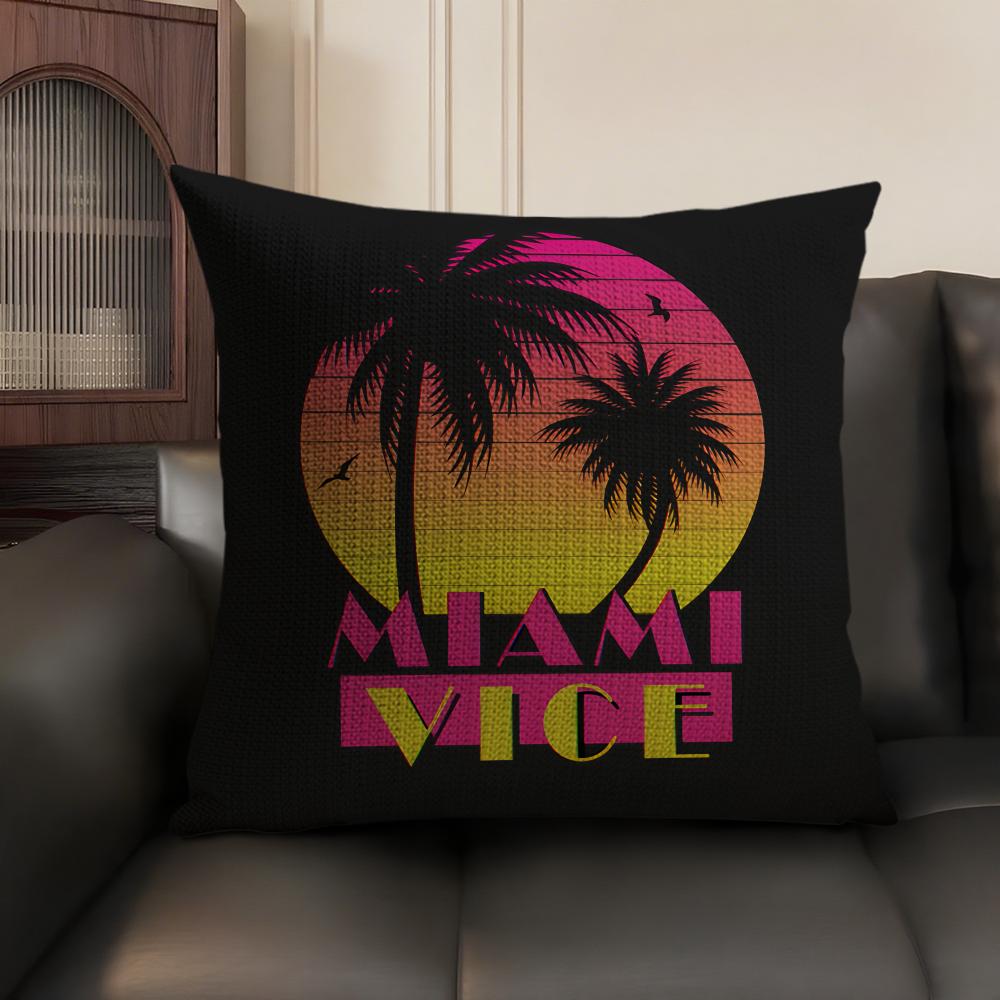 M-Miami Vice Кино Крутая Наволочка Натуральный Лен Органическая Ткань Двусторонняя Печать Диван Домашний Декор Подарок Наволочка