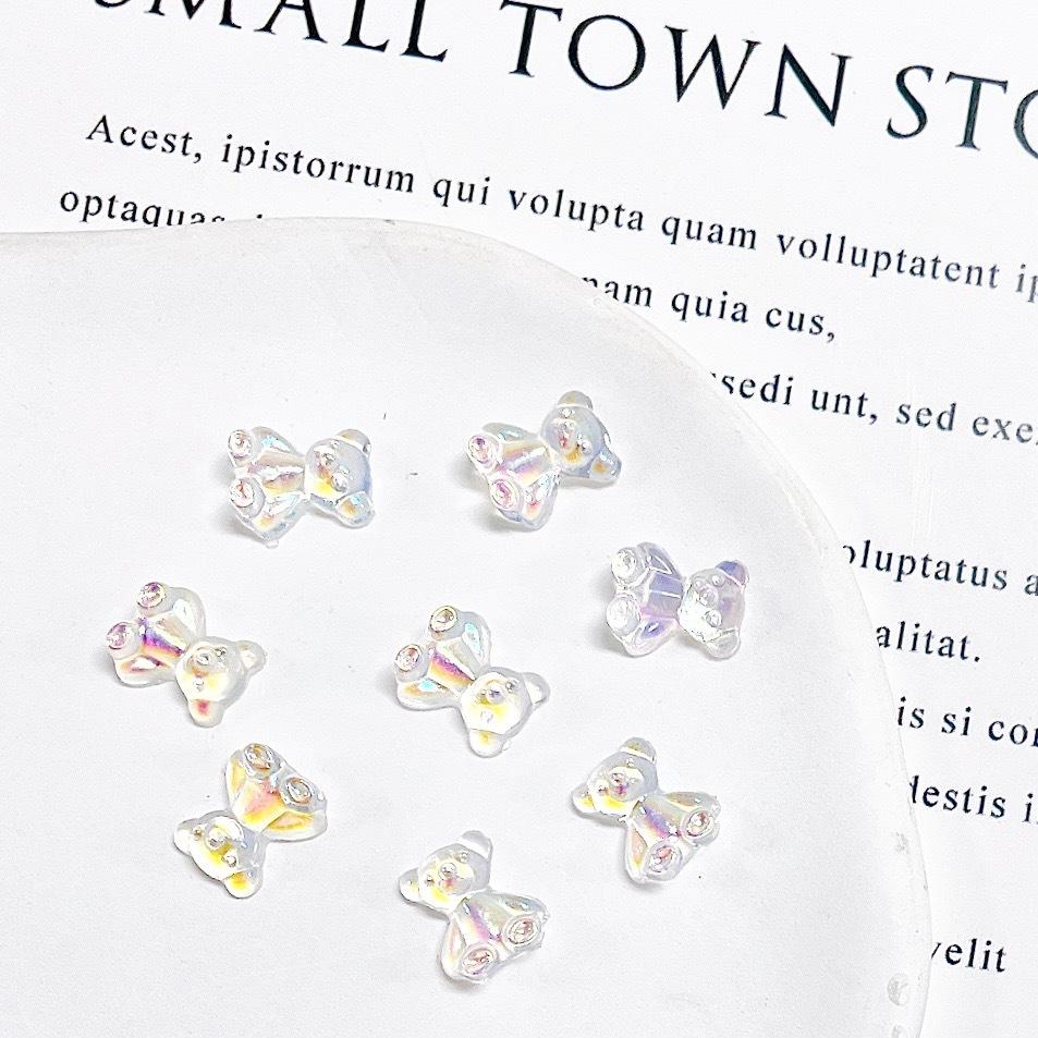 Hot Selling Aurora Butterfly Nail Art Accessories Bow Tie Ribbon Wearable Nails DIY Ice Transparent Super Fairy Resin Decorations