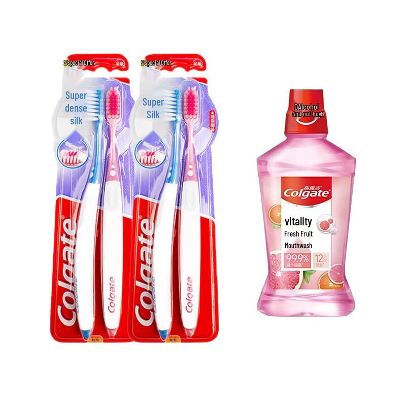 Colgate Набор: Зубная щетка с мини-головкой для ухода за деснами и ополаскиватель для полости рта