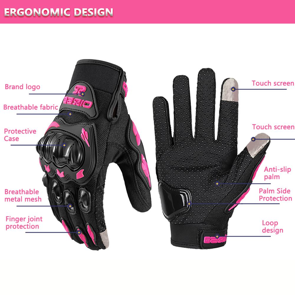 Summer Lady Pink Motorcycle Cycling Gloves Touchscreen Motocross Glove ATV MTB Mesh Breathable Motorbike Glove Wear-resistant