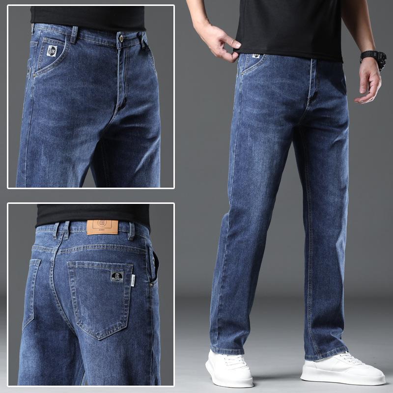 Мужские классические эластичные прямые джинсы — удобные, модные, облегающие, универсальные, повседневные брюки