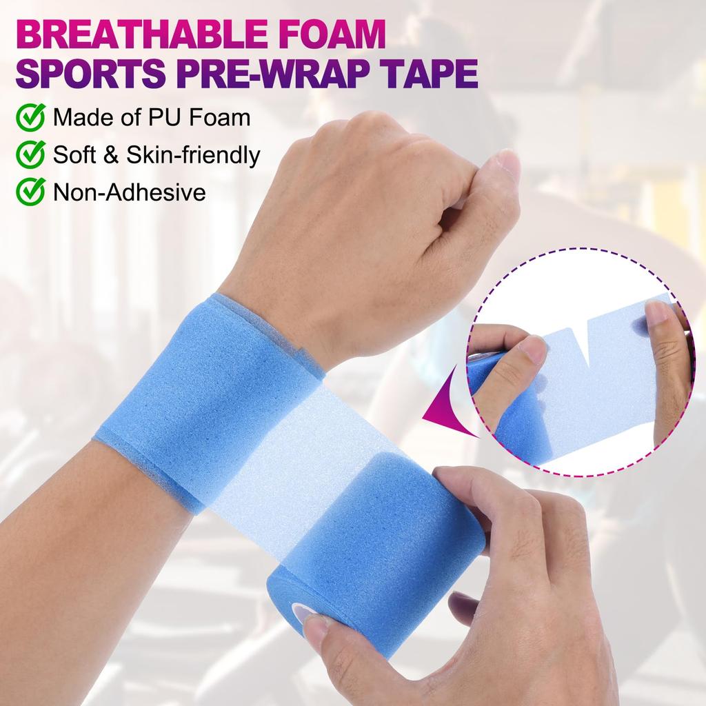 PATIKIL 12 шт. в упаковке, пенопластовая спортивная лента, спортивная эластичная повязка, 30 ярдов, дышащая повязка, рулон для теннисной ракетки, лента для фиксации, подушечка для волос