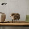 Imitation Wood Grain Decor Distressed Sheep Figurine, Resin Farmhouse Animal Statue for Shelf Tabletop Fireplace Mantel Ornaments Decor, Retro Country