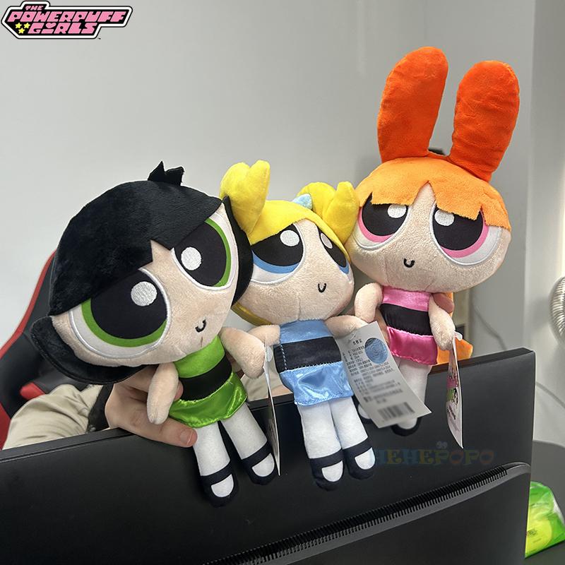 Classic The Powerpuff Girls Buttercup Bubbles Blossom Plush Toy 23cm/35cm, Cute Cartoon Doll Kawaii Peluche