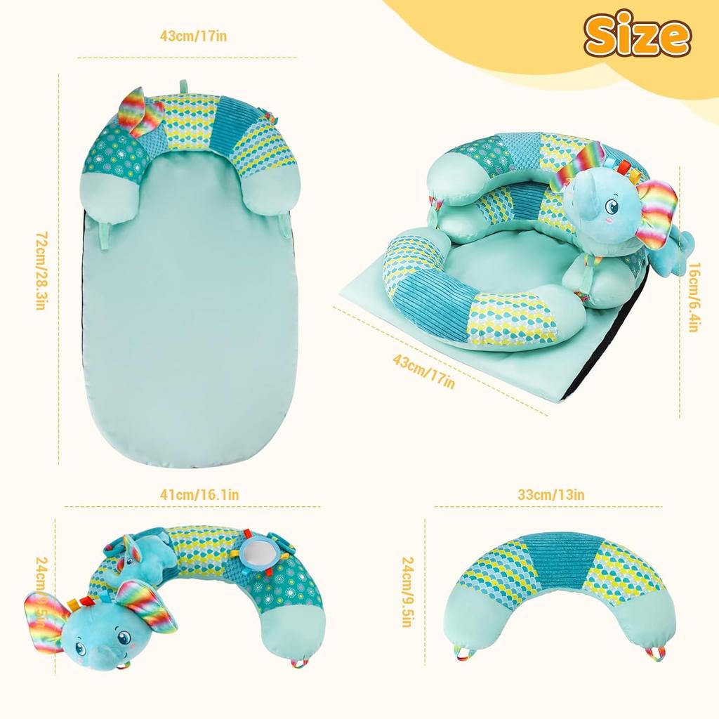 3 In 1 Baby Tummy Time Mat Support Seated Pillow Infant Newborn Toys Sensory Developmental Playmat Gift for Babies Girls Boys