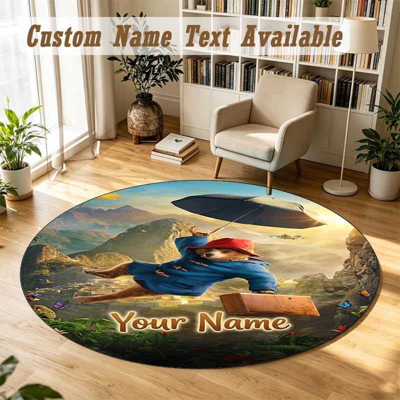 Round Rug Custom NamePaddington Pattern Non Slip Carpet Home Floor Decor