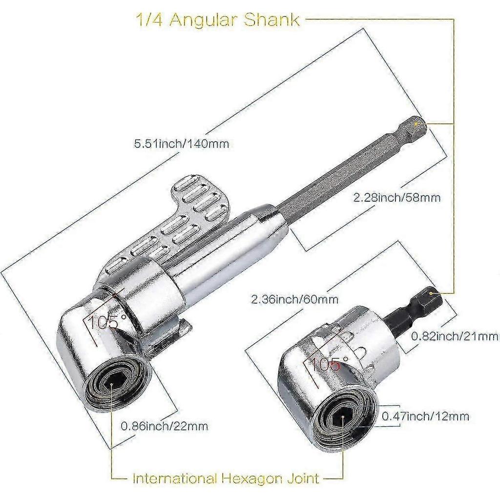 2PCS 105 1/4 Inch Right Angle Drill Adapter with Hex Shank Screwdriver Extension Drill, Bit Holder, Right Angle Screwdriver Attached Magnetic Bit Hold