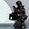Черная 7,87-дюймовая статуэтка призрака из смолы с фонарем для декора сада и двора