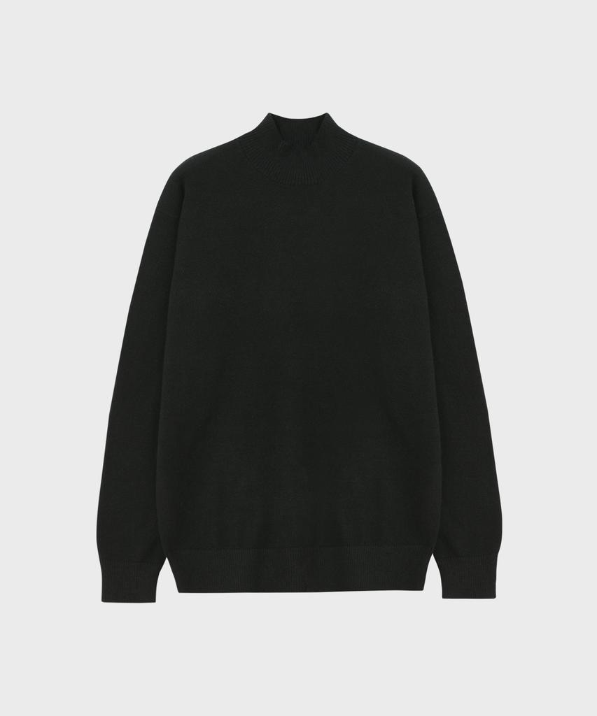 LEIRE Minimal Wool Mock Neck Knit [Black]