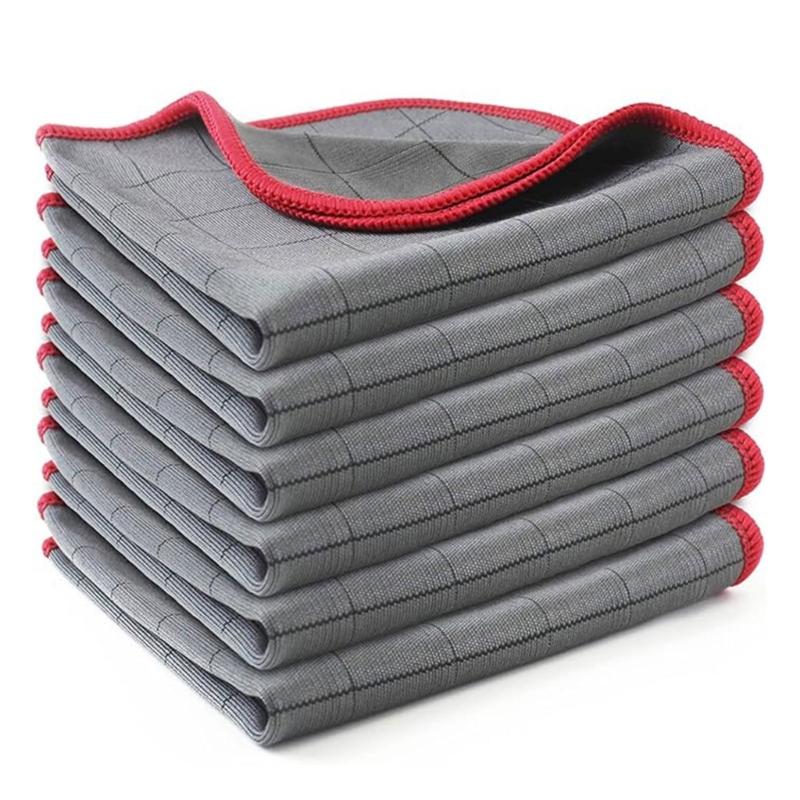 Набор из 3 чистящих полотенец из углеродного волокна, не оставляющих разводов. Многоцелевое использование для чистки автомобилей, окон, столешниц и полировки.