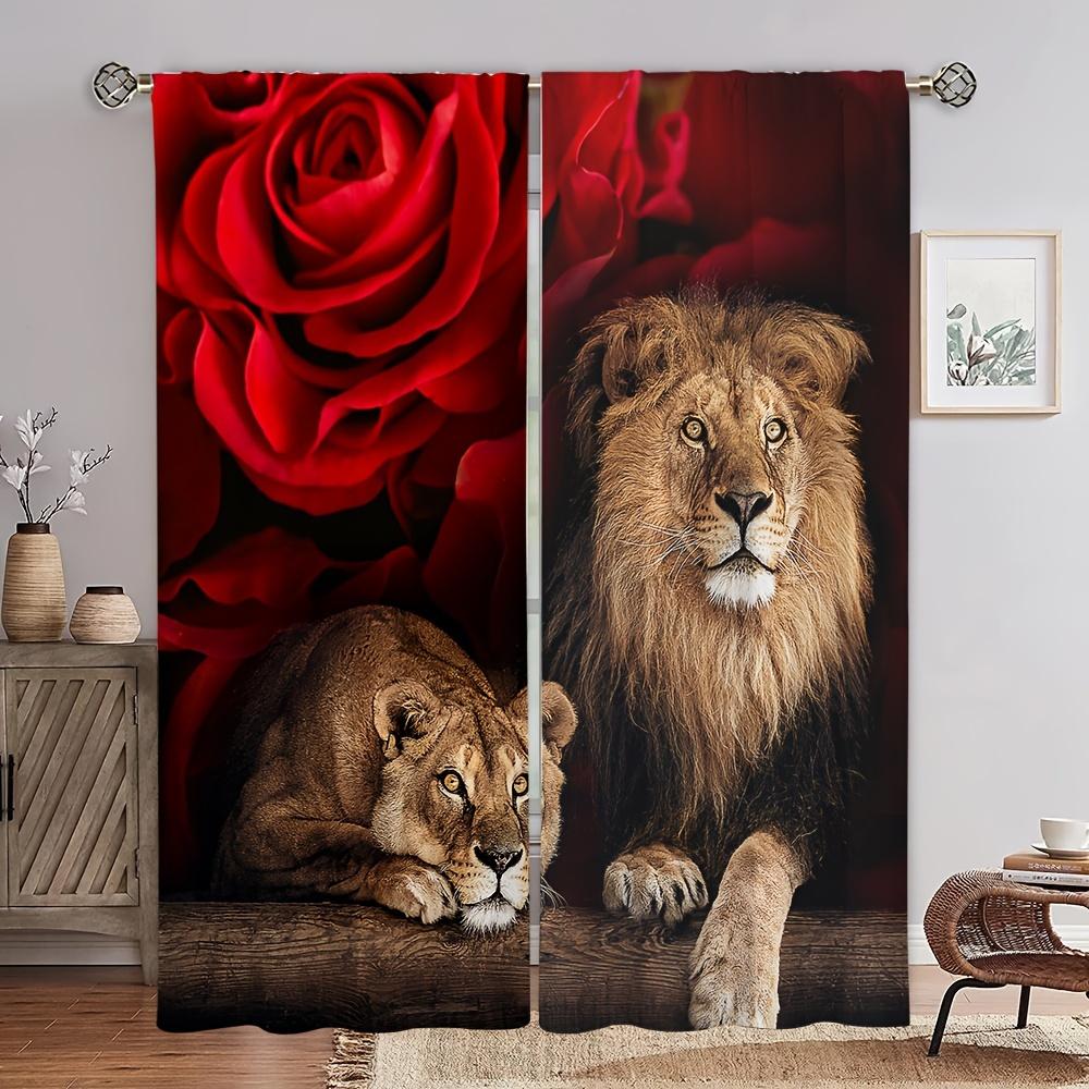 Wild Lion Animal Free Shipping Window Curtains Blinds For Living Room Kid's Bedroom Bathroom Kicthen Office Door Home Decor2Pcs