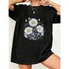 Oversized T Shirt Black Daisy Flower Faith Hope Love Print Casual Summer Wear