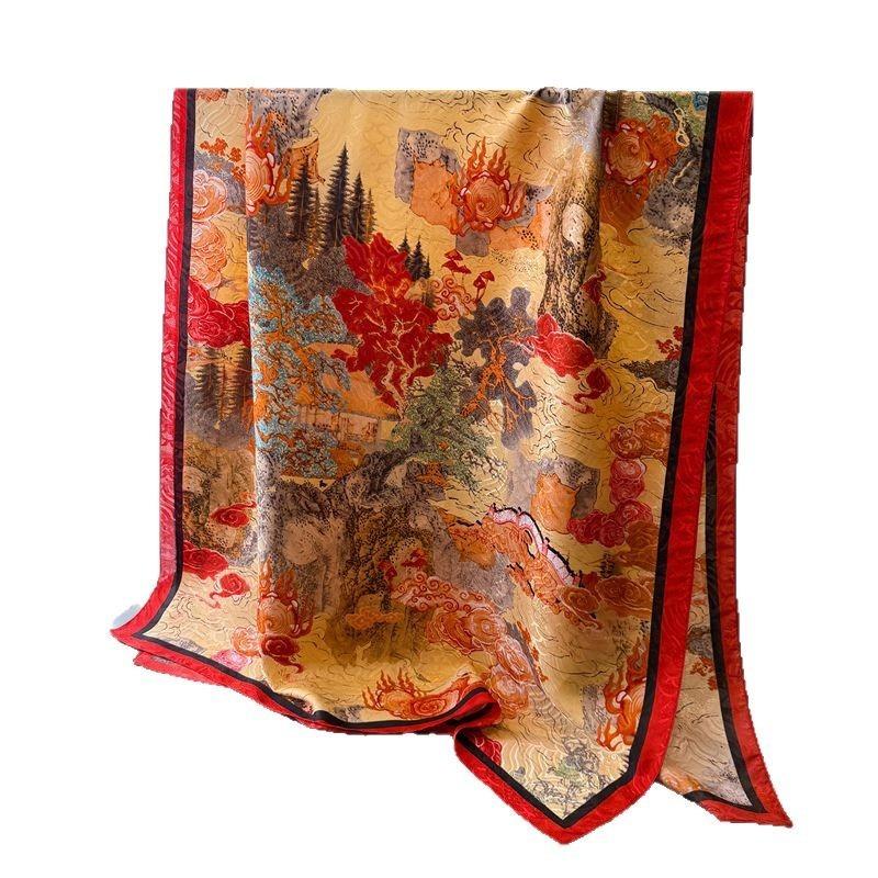 Jinzhi Cuiyun Printed Fragrant Cloud Yarn Spring and Summer New Silk Scarf Large Long Scarf Travel Shawl Sunscreen Women's Scarf Headscarf