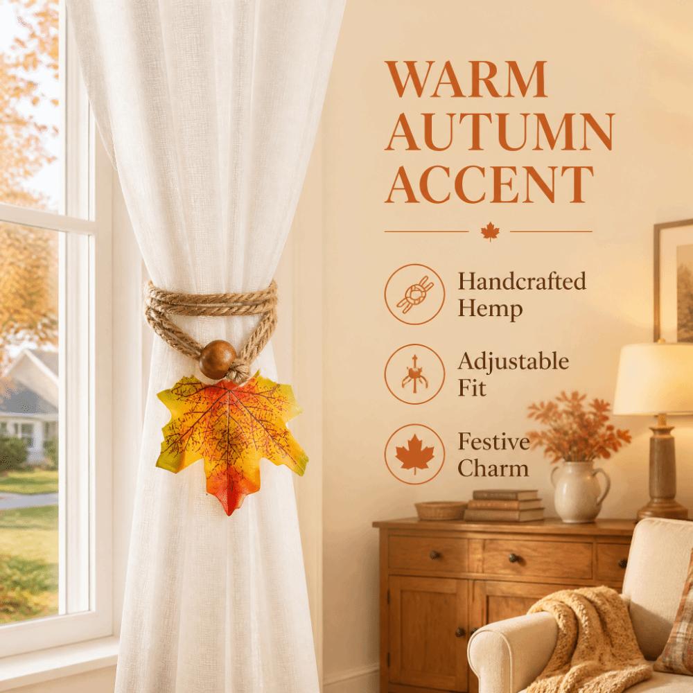 2Pcs Handcrafted Maple Leaf Curtain Tieback Adjustable Fall Leaf Curtain Strap Thanksgiving