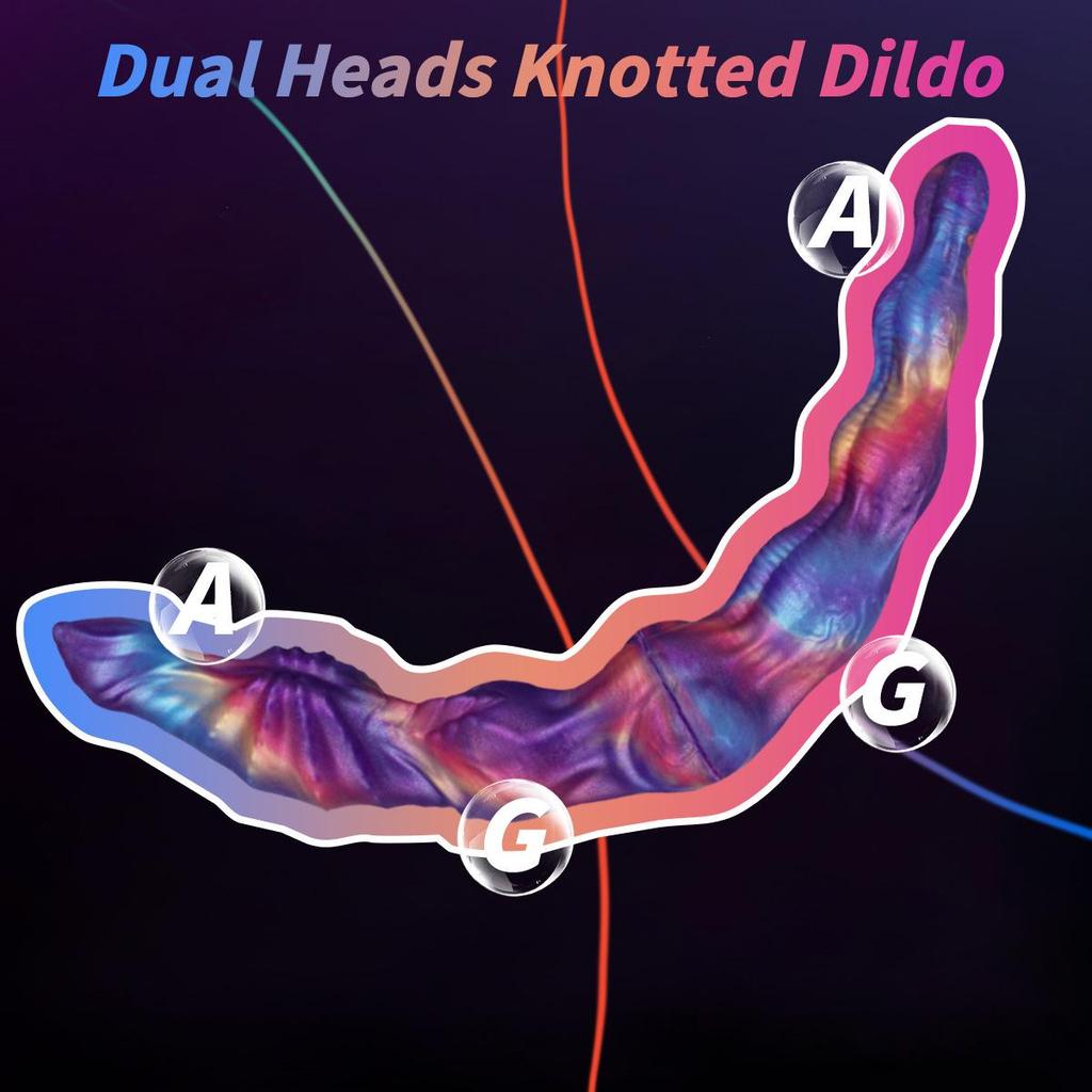 Силиконовый двусторонний дилдо: Толстая, Супердлинная, Реалистичная модель животного, Анальная мастурбационная игрушка