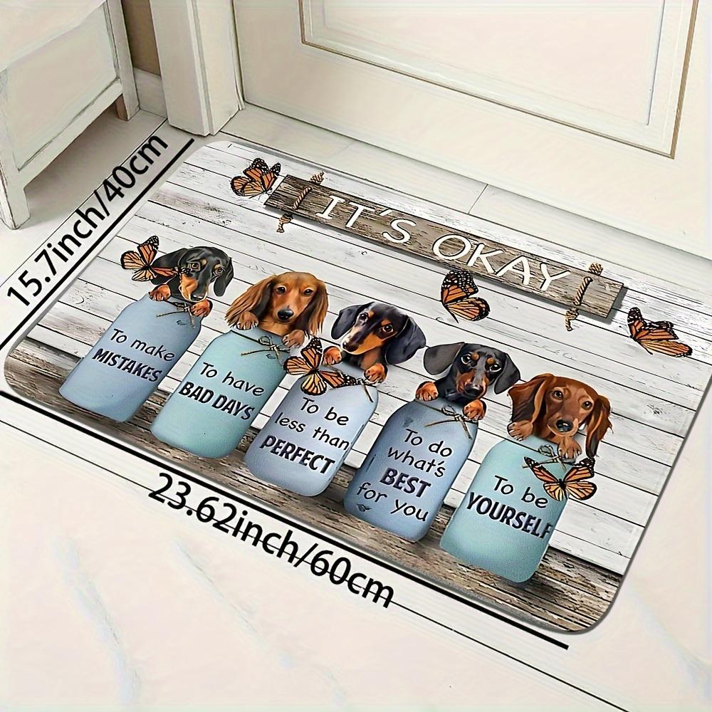 Cartoon Dog Pattern Non-Slip Rug, Machine Washable Floor Mat for Living Room Bedroom Kitchen Entrance Home Decor