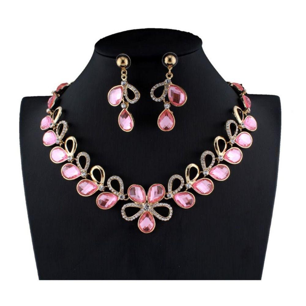 Комплект украшений из сияющих страз, хрустальное ожерелье, свадебные серьги, банкет