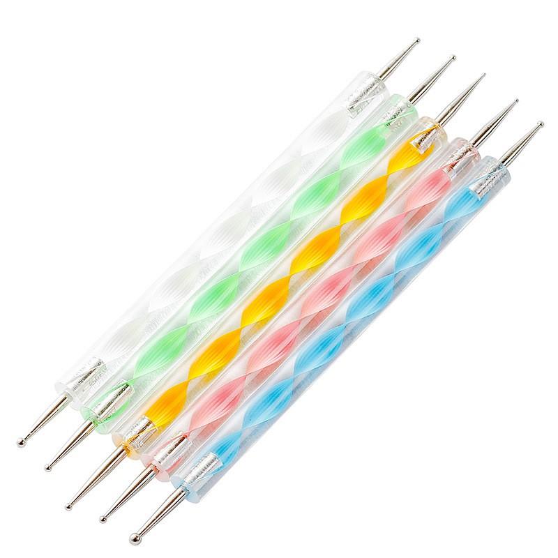 5 Pcs Nail Art Dotting Pens Dual-Ended Rhinestone Gem Pick Up Flower Painting Manicure Tool