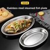 Multi-Size 304 Stainless Steel Oval Fish Plates Household Food Dinner Steamed Shallow Plate Dishes Kitchen Tableware Dinnerware