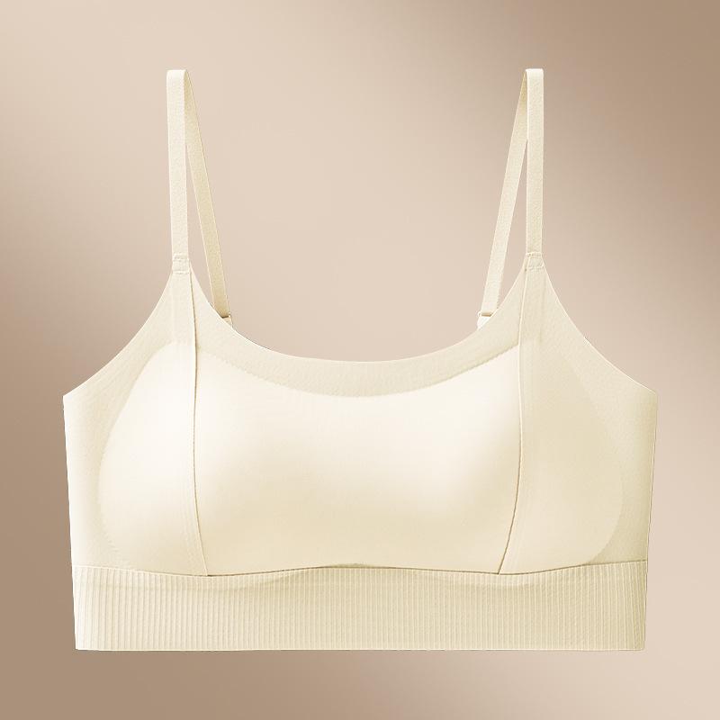 Traceless cool feeling small breasts gather and cross beautiful back underwear women's breathable anti-light fixed cup tube top thin bra cover