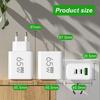 65W GaN Travel Charger EU Plug Dual USB C + USB A Port Fast Charging Wall Adapter Compact Charger for Phone Laptop Tablet