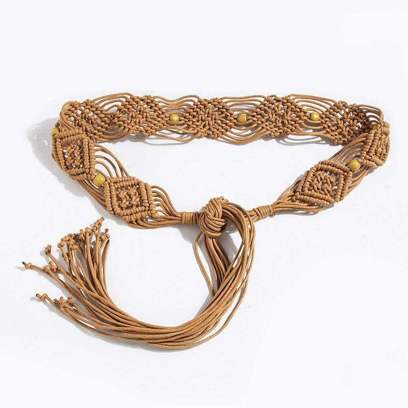 Bohemian Resort Waist Belt With Handmade Beaded Weaving For Womens Style Summer
