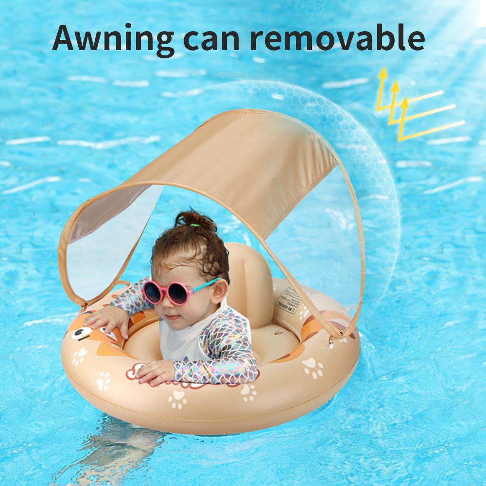 Swimbobo New Kids Inflatable Cute Puppy Swimming PVC Seat Boat Floating Water Toy Baby Swim Rings Pool Float Rings With Canopy