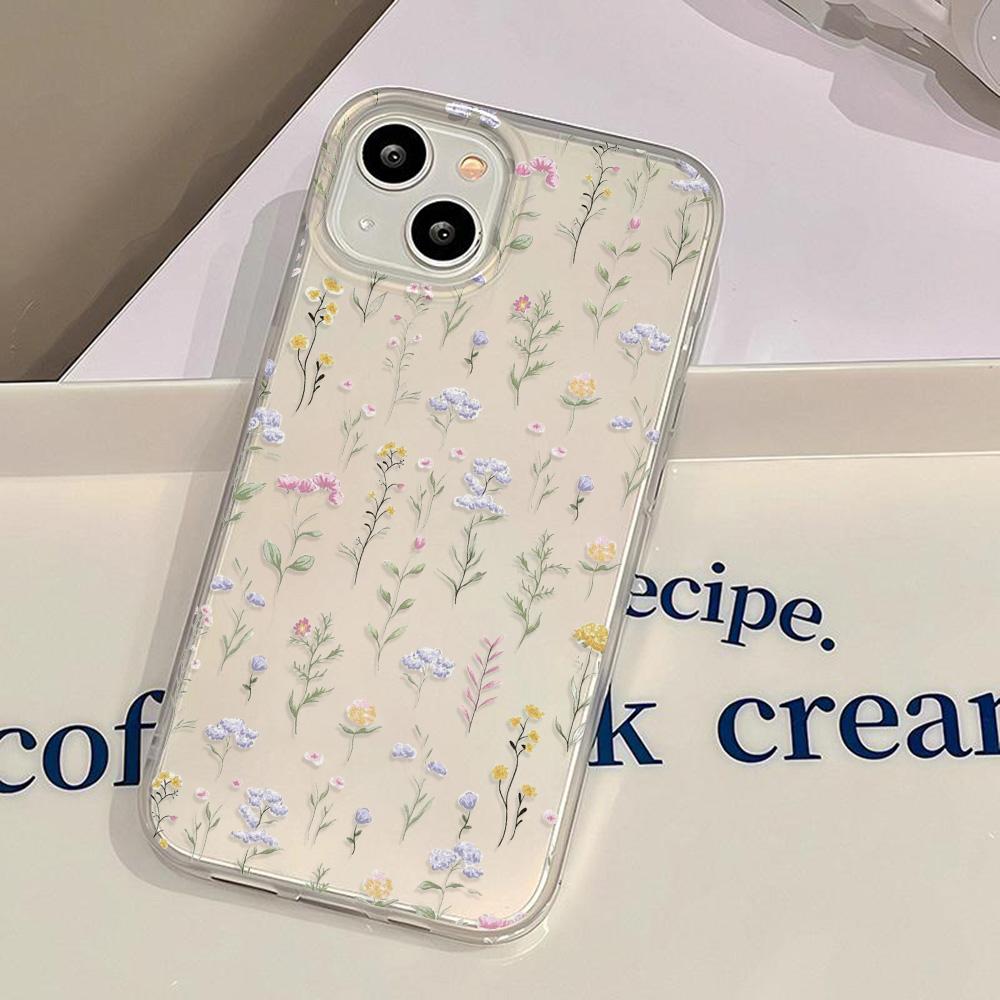 Чехлы для мобильных телефонов iPhone 11 13 15 Pro Max 12 14 Pro Max Чехол для iPhone 16 15 Plus 13 Pro 12 Матовая текстура с рисунком в виде мультяшных цветов