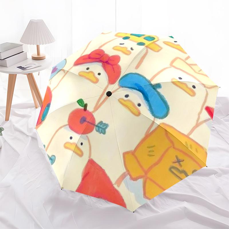 1pc Duck Pattern Automatic Folding Umbrella - Compact 8-Rib Design,Perfect Gift for Friends & Family yy250926045