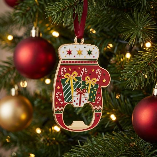 Магнитная Рождественская Открывалка для Бутылок, Открывалка для Перчаток, Формообразователь с Основой, Уникальный Праздничный Домашний Аксессуар, Прочный Сплав Цинка, Праздничная Кухня для Вечеринки