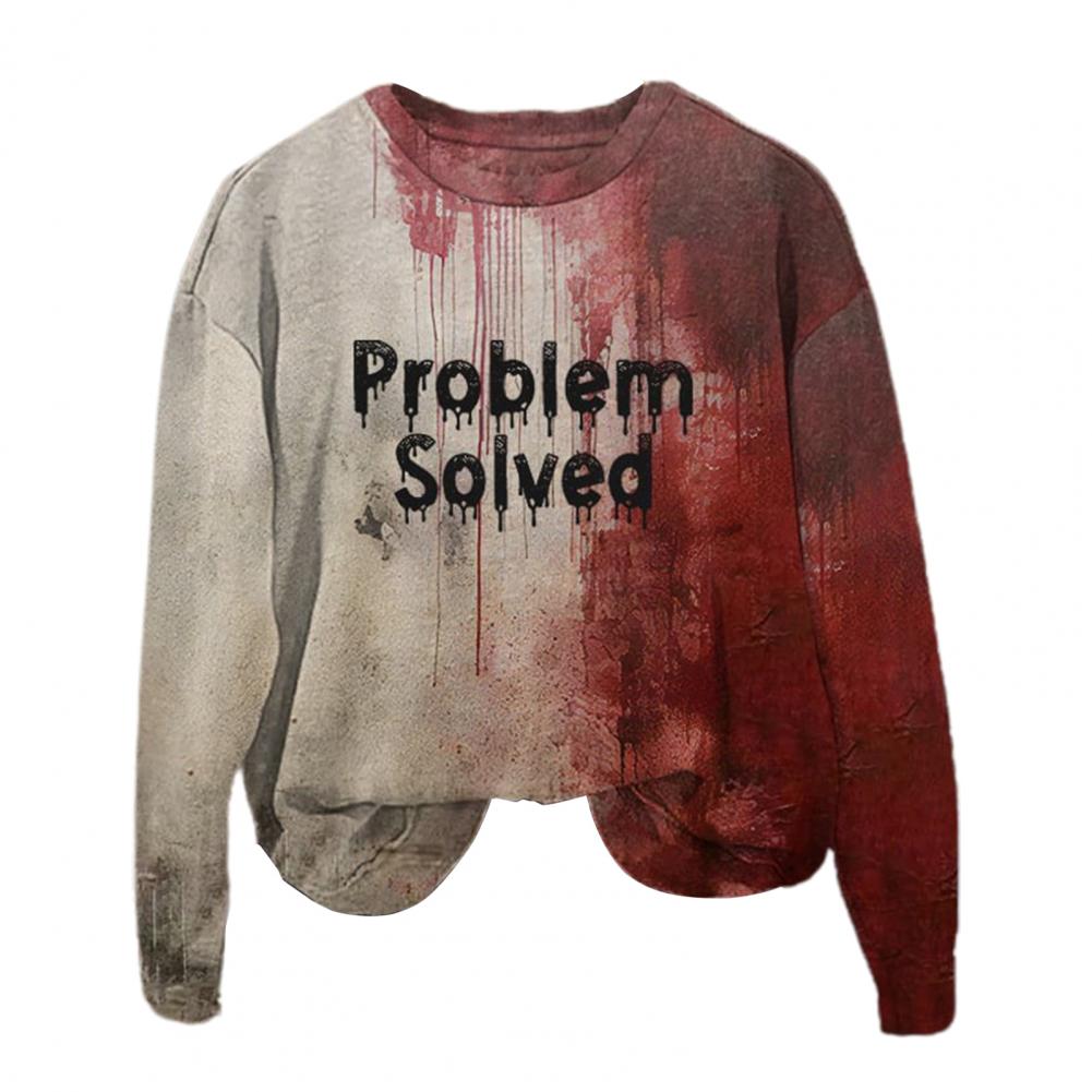 Unisex Hoodie Bloodstain Print Halloween Haunted House Cosplay Top Drawstring Hooded Pocket Long Sleeves Loose Hoodie