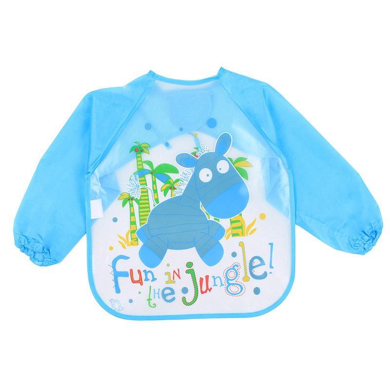 Baby Feeding Feeding Apron Thin Style Long Sleeve Baby Reverse Dressing Drawing Clothes Waterproof Bib