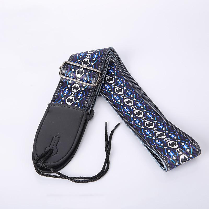 Регулируемый кожаный и тканевый гитарный ремень в этническом стиле с различными узорами для акустических и бас-гитар