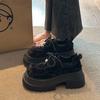 Big Head Lace-up Small Leather Shoes Women's 2025 Spring New Small Platform Women's Shoes Fashion Heightening Loafers