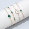 4pc Inlaid Green Gemstone Bracelet Jewelry Set for Women Heart Bracelet Wedding Engagement Bracelet Fashion Jewelry MIT