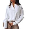 Офисная женская однотонная блузка с воротником-стойкой и длинными рукавами, рубашка с манжетами на пуговицах