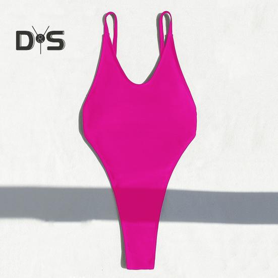 Женский сексуальный монокини с V-образным вырезом без рукавов купальник с открытой спиной, подчеркивающий фигуру, цельный бикини