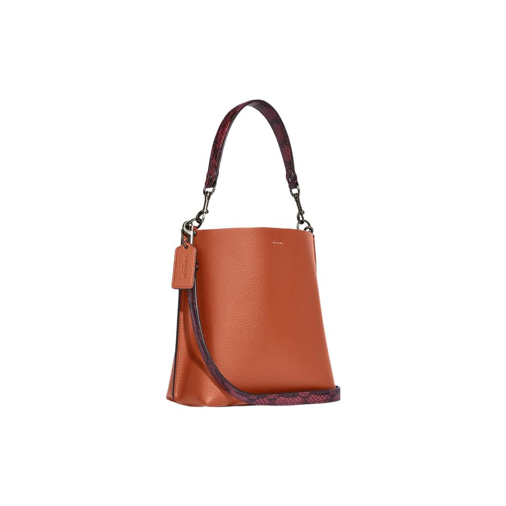 New COACH Mollie Leather Bucket Bag, Handbag, Shoulder Bag, Crossbody Bag Trumpets Women's Sunset Red CB901-QBUOJ