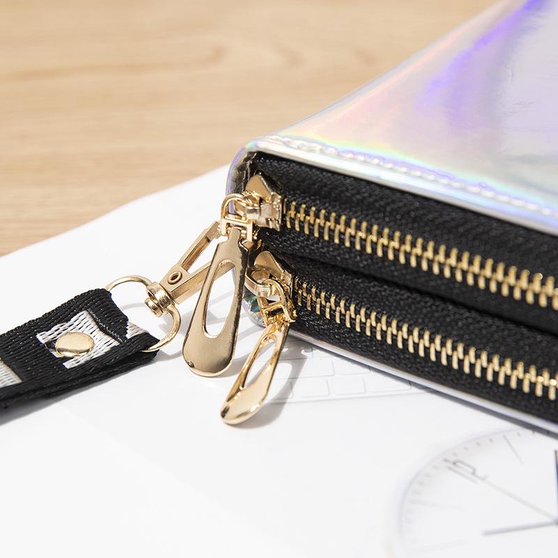 Новый стильный женский кошелек с двойной молнией Laser - вместительный клатч и мягкий кошелек для монет