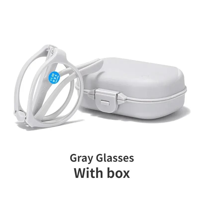 3 Colors Men Women Folding Reading Glasses Ultralight Presbyopia with Box Unisex Round Anti-blue Light Far Sight Eyeglasses