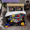 Colombia Football Pattern 3 Pieces Bedding Set Soft Microfiber Duvet Cover with Pillow Cases for Bedroom