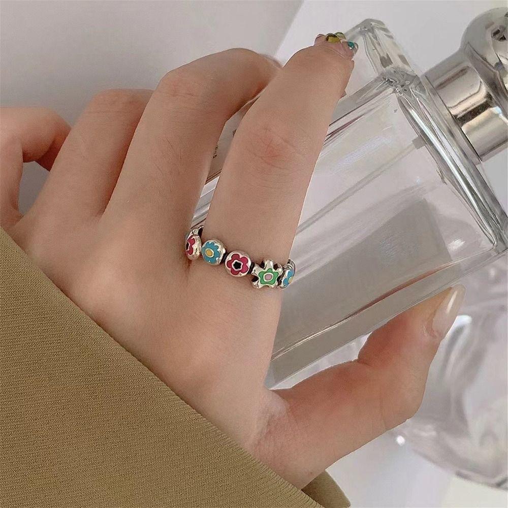 Copper Flower Stud Earrings Girl Earrings Korean Style Earrings Opening Ring Women Hoop Earrings