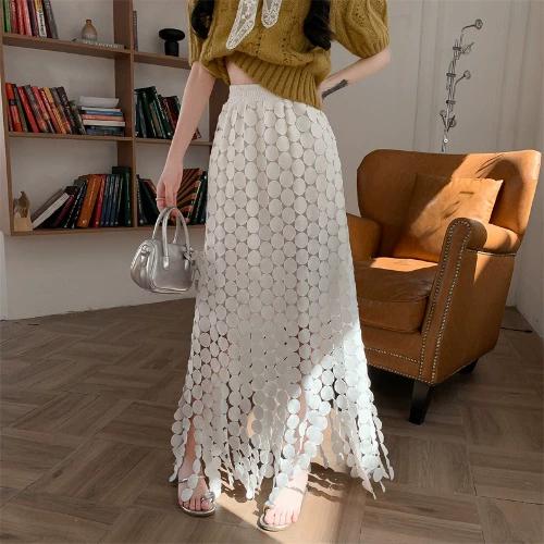 Dimanaf 2025 Новая женская юбка трикотажное кружево длинное праздничное ажурное сексуальное летнее стильное свободное базовое платье