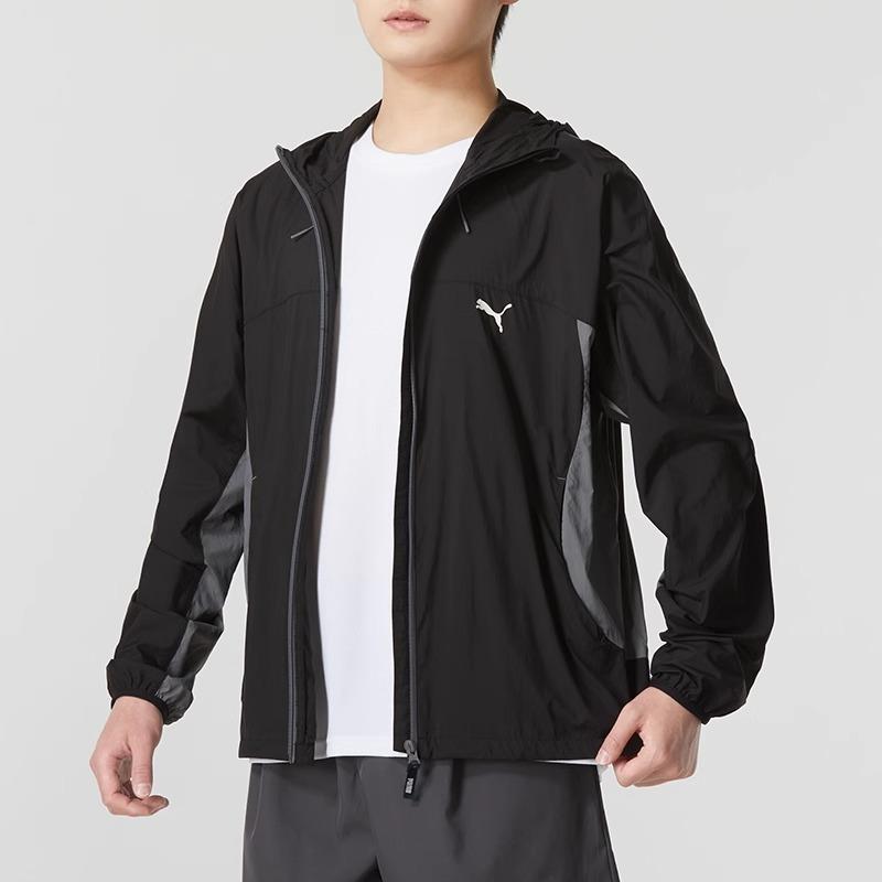 Puma Легкая повседневная тканая куртка с капюшоном и длинным рукавом Color Block, мужская куртка черного цвета 628370-01